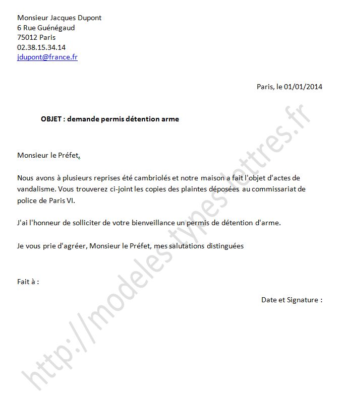 ecrire une lettre au prefet