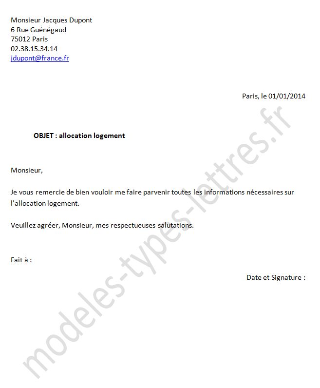 Lettre administrative : Exemple de demande d'aide 